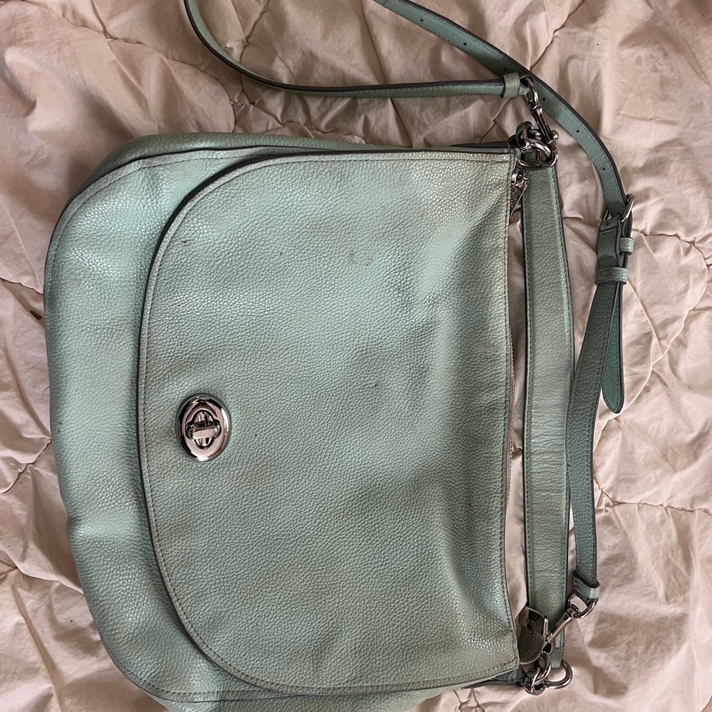 Mint Green Leather Shoulder Bag